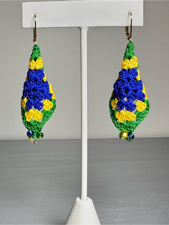 Artisan Jewelry - Handmade Crochet Brazil Earrings